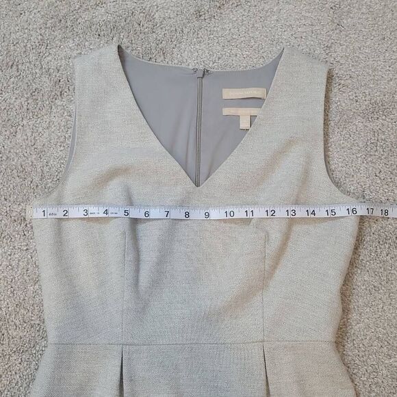 Banana Republic Gray Silver Sparkles Wool Blend V-Neck Sheath Dress Size 4 - Picture 8 of 10